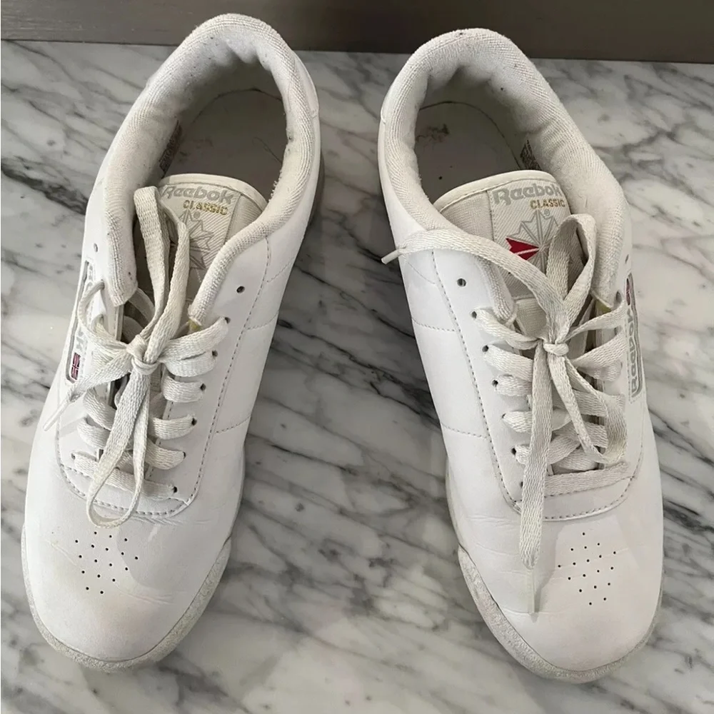 Reebok White Sneakers Sz 8 EU 38.5 Athletic Shoes Exercise Vintage 80s 90s